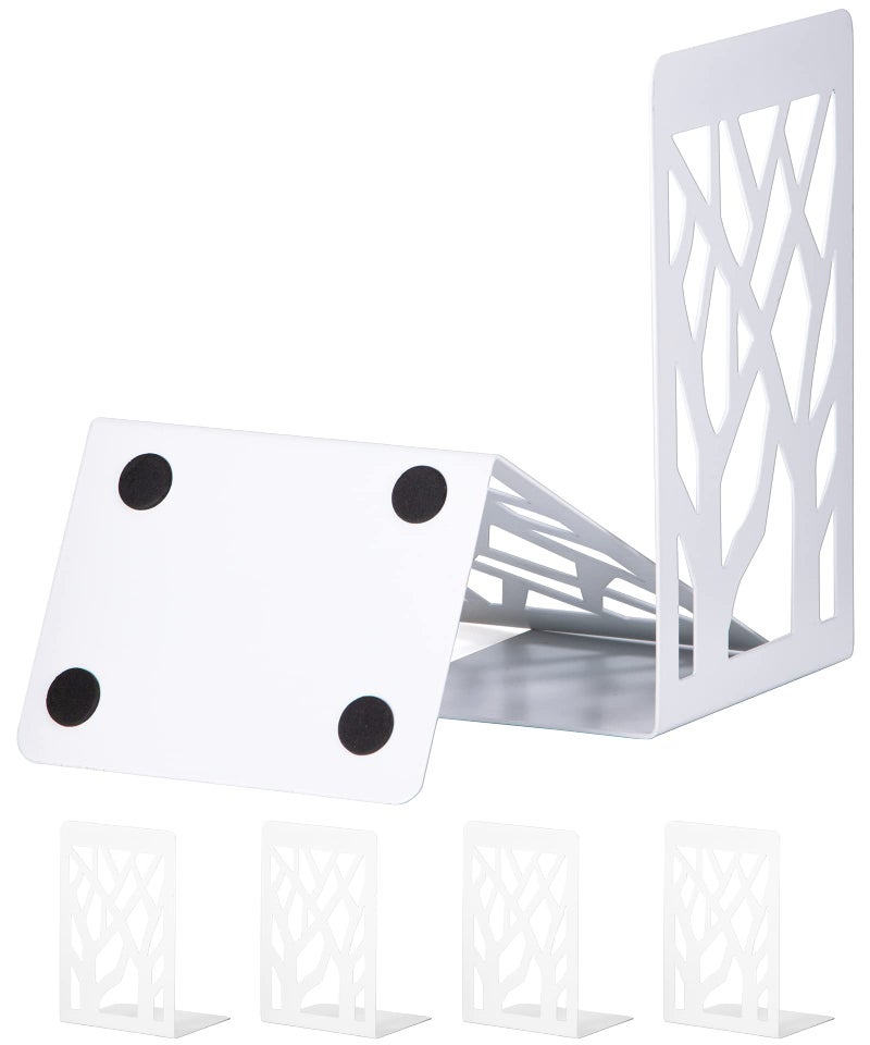 INNÃ”PLUS Book Ends, Bookends, Bookends for Shelves, Bookend, Book Ends for Heavy Books, White Metal Book Shelf Holder Home Decorative, Book Stoppers for Shelves, Bookend Supports 3 Pair - Image 1